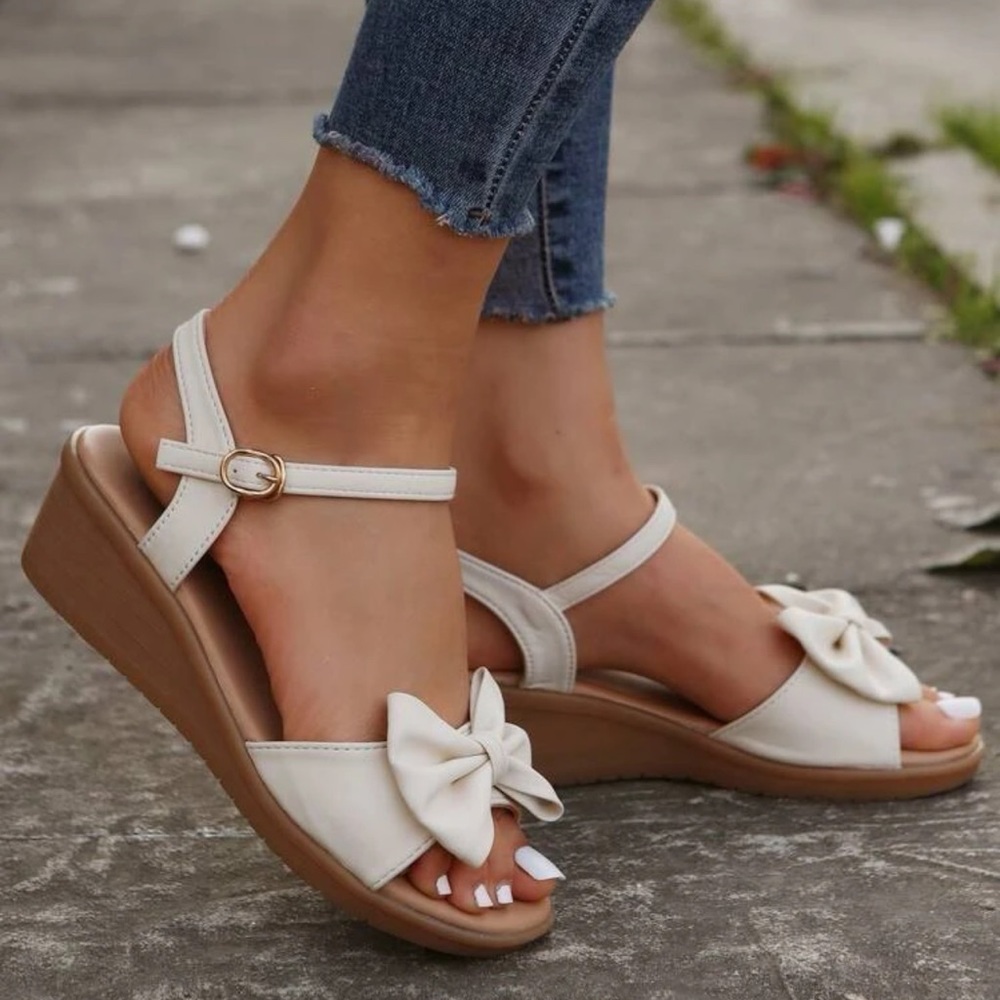 Bow Ankle Strap Wedge Sandle